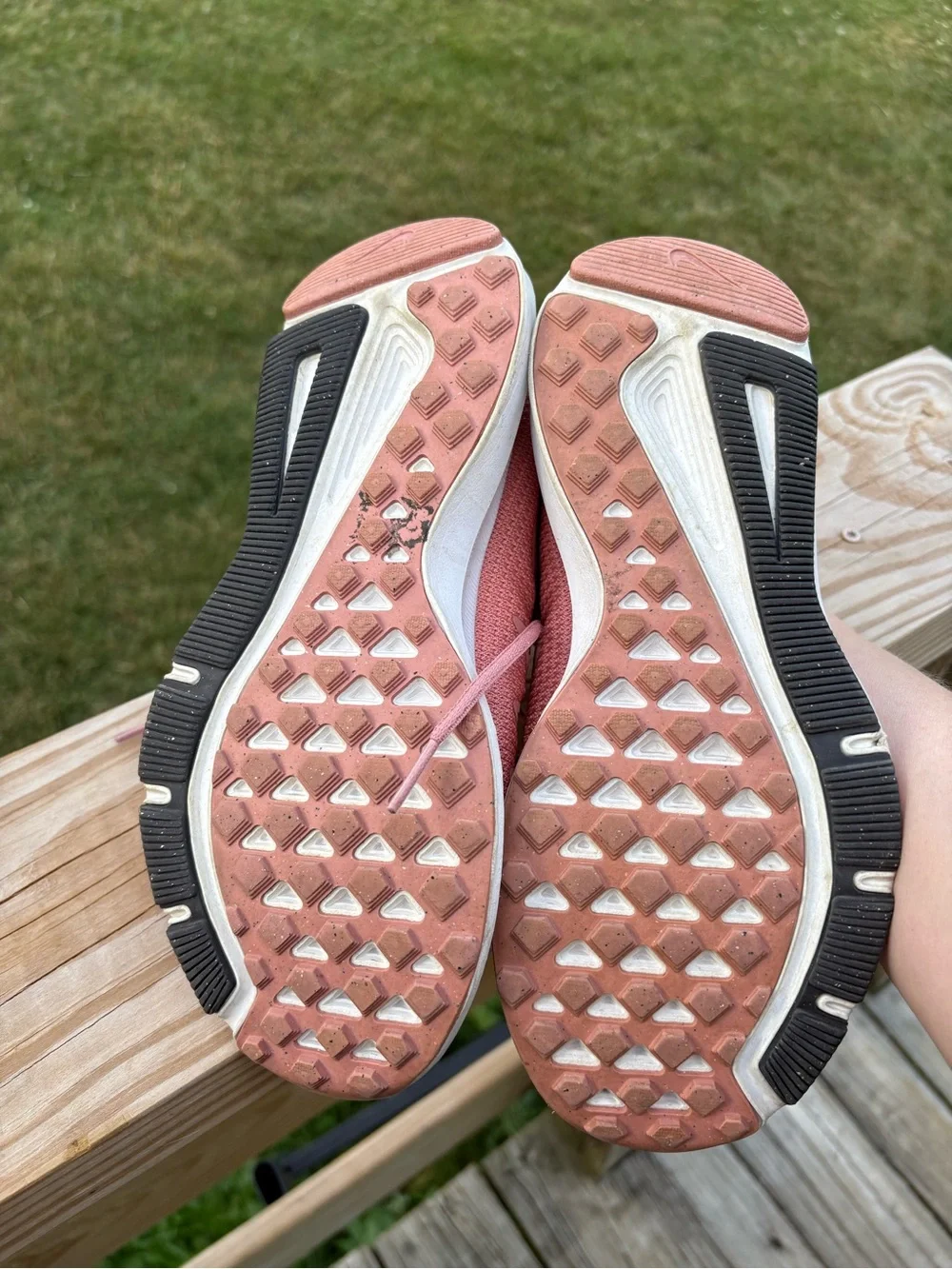 Nike Women’s Coral Pink Mesh Running Shoes with White Swoosh